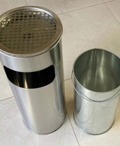 Thùng Rác Inox Gạt Tàn Tròn 250x610mm